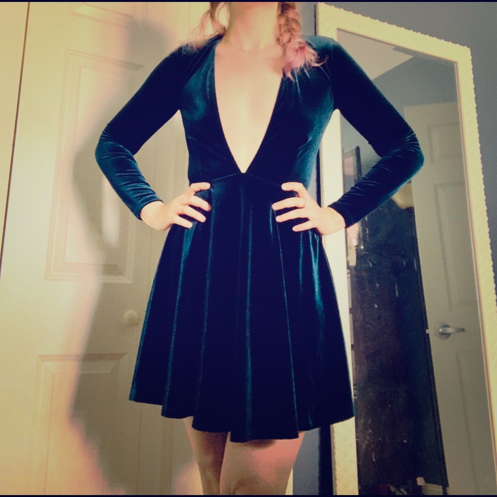 American Apparel green velvet dress